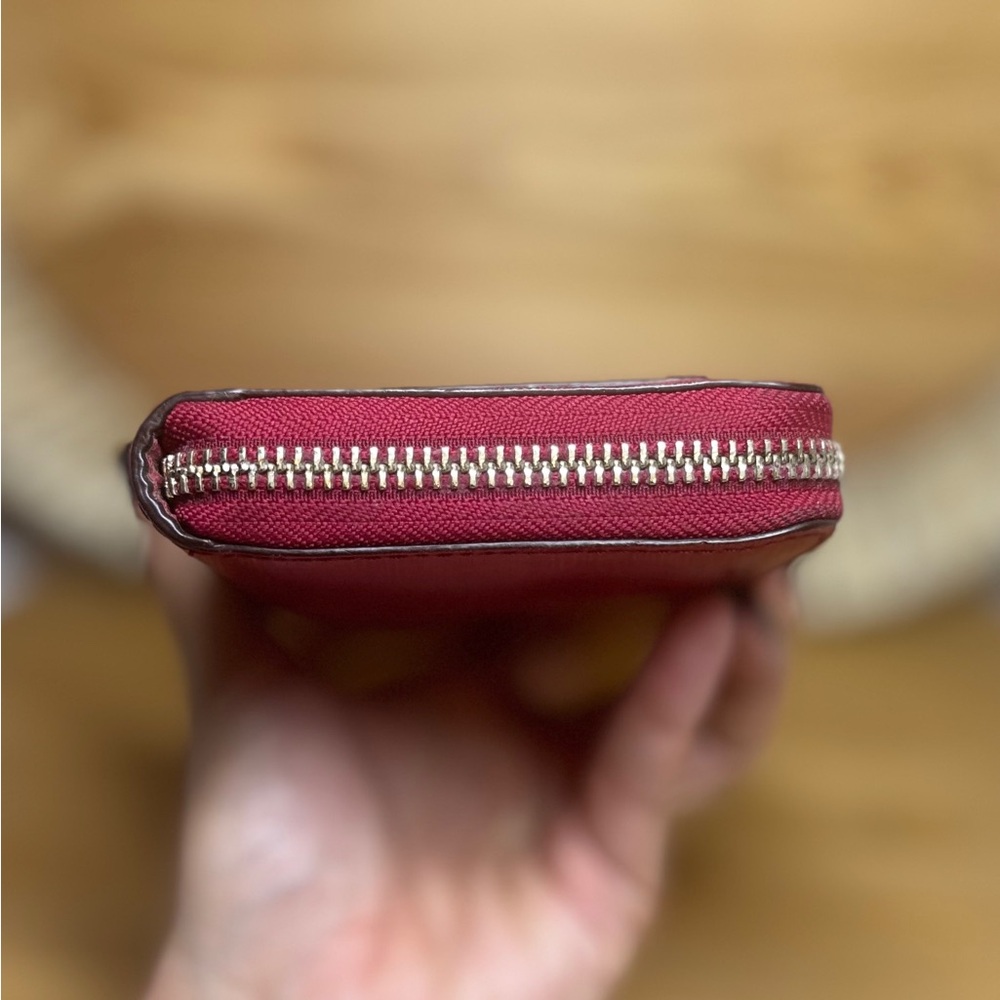 Coach Darcy Shiny Saffiano Leather Long Zip Around Wallet F50438 Fuchsia - Picture 5 of 13